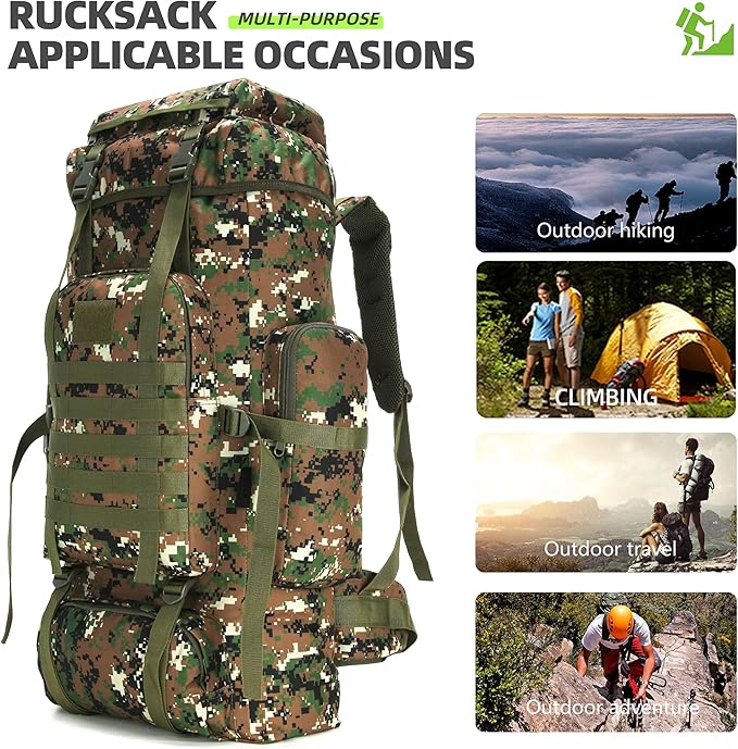 King'sGuard 70L Camping Hiking Backpack Tactical Backpack Military Molle Rucksack Backpack for Outdoor