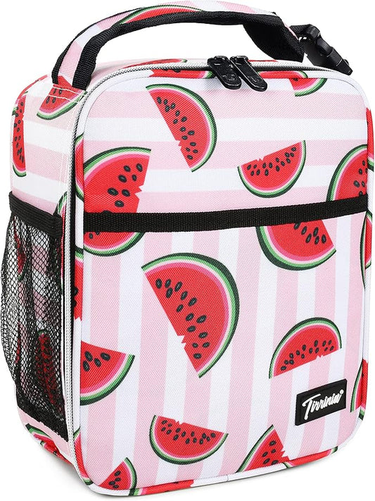 Tirrinia Small Insulated Lunch Bag for Girls, Mini Portable Reusable Thermal Lunch Box Cooler Tote, Watermelon