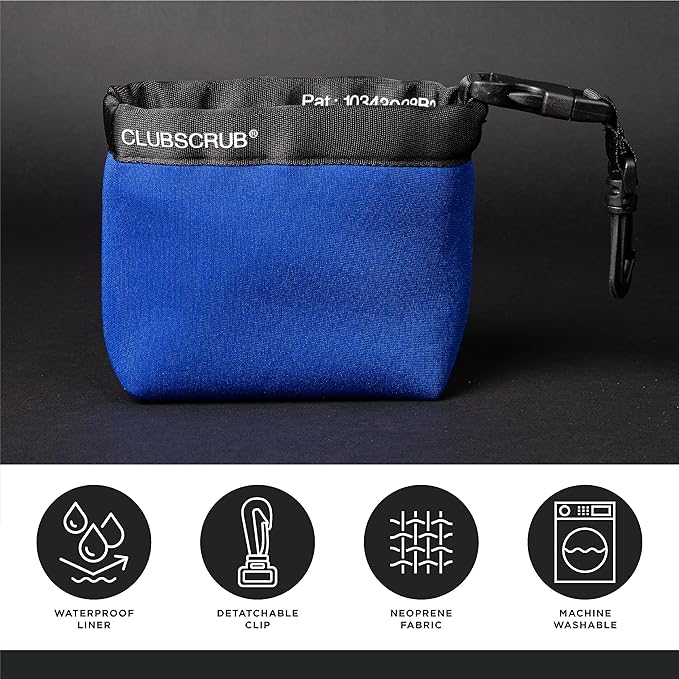 Golf Club and Golf Ball Cleaning Bag, Waterproof Clean Face Technology Liner, Detachable Clip, Machine Washable, Cleans Club Grooves, Dry Exterior (Neoprene or Microfiber Option Available)