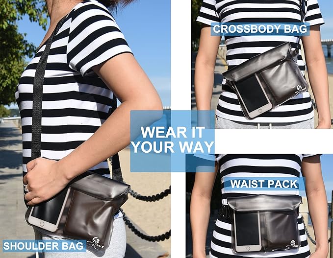 Waterproof Pouches with Waist Strap / Pouch Case Bundle Set- Keep Your Phone & Valuables Dry and Safe - Waterproof Dry Bags for Boating Swimming Snorkeling Kayaking Beach Water Parks Pool