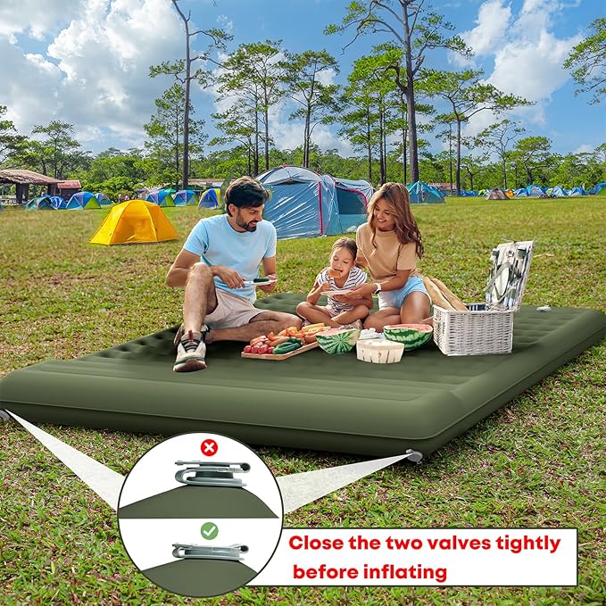 Sleeping Pad 4.7" Extra Thick, Upgraded Reinforced Support Structure with Built-in Foot Pump and Pillows Portable Camping Air Mattress Bed for Tent Backpacking Hiking