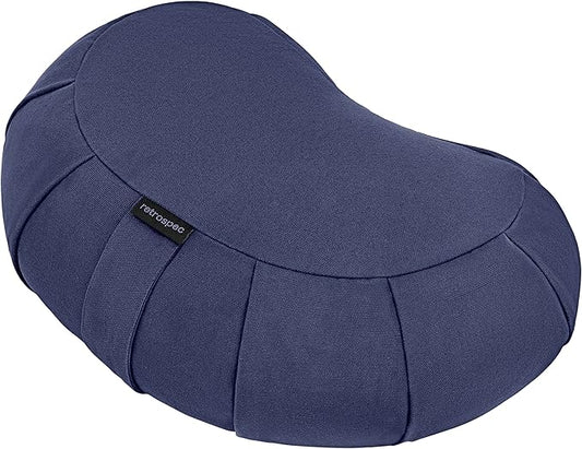 Retrospec Sedona Zafu Meditation Cushion Filled w/Buckwheat Hulls - Yoga Pillow for Meditation Practices - Machine Washable 100% Cotton Cover & Durable Carry Handle; Crescent, Midnight