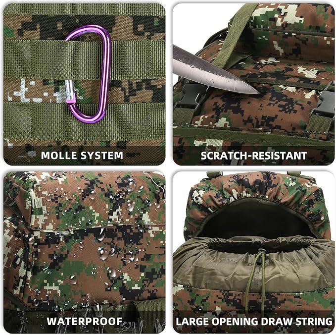 King'sGuard 70L Camping Hiking Backpack Tactical Backpack Military Molle Rucksack Backpack for Outdoor