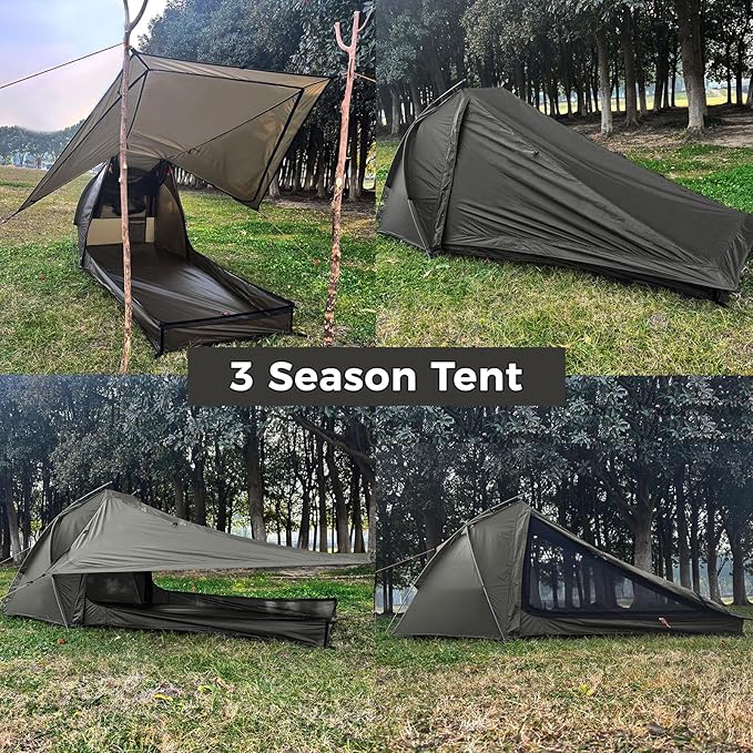 Onewind Ultralight One Person Tent, Waterproof Backpacking Tent with Rainfly Mesh Poles Easy Setup for 3 Season Camping Hiking Backpacking Fishing