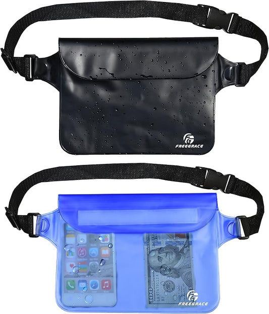 Waterproof Pouches with Waist Strap / Pouch Case Bundle Set- Keep Your Phone & Valuables Dry and Safe - Waterproof Dry Bags for Boating Swimming Snorkeling Kayaking Beach Water Parks Pool