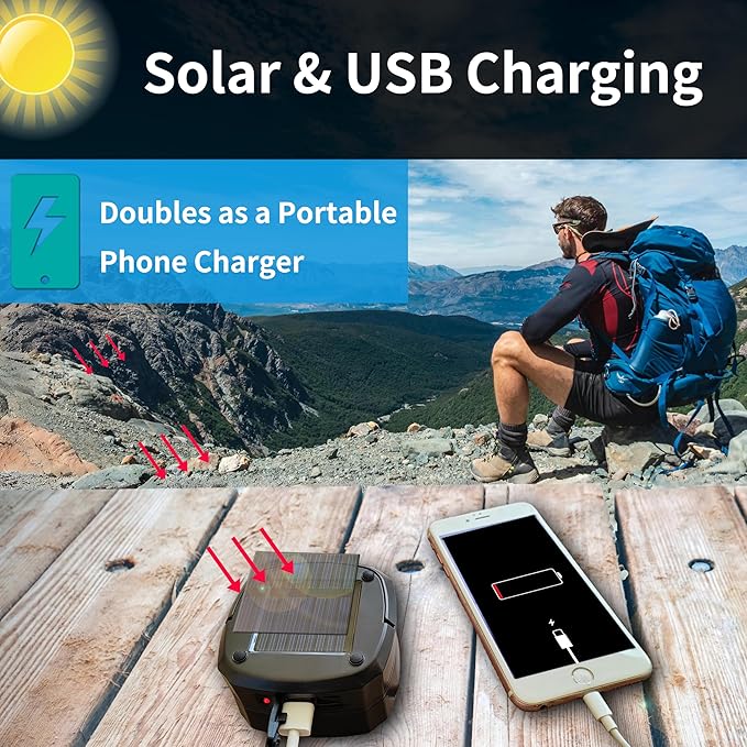 Solar Powered Lantern Flashlight,2-Pack Collapsible LED Camping Lantern,Portable USB Rechargeable Lamp for Power Outages,Emergencies,Hurricanes,Tent Lighting,Hiking,Backpacking Gear(Black)