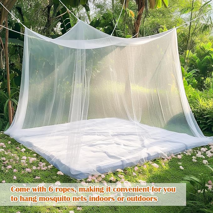 Mosquito Net for Bed, Large White Bed Canopy for Girls, Hanging Bed Net, Ideal for Bedroom Decorative, Travel with Storage Bag (Camping Mosquito Net) SL0028