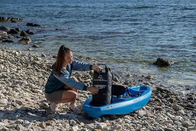 EARTH&RIVER Premium Dry Bag Backpack, Extra Thick, Protection for All Water Activities & Camping, Floating Lightweight Dry Bag with Inside Pocket Storage & IPX8 Waterproof Phone Case (Black, 40L)