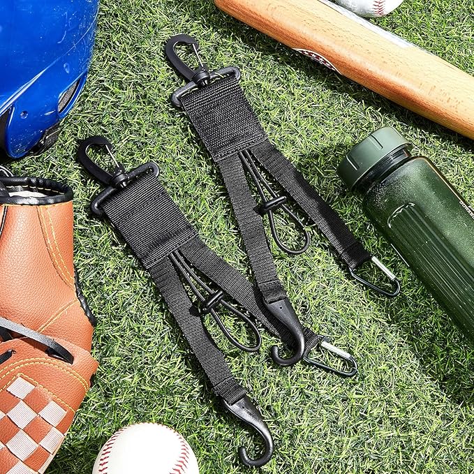Deekin 2 Pcs Baseball Softball Gear Hanger 3 in 1 Dugout Organizer Baseball Bat Holder with Glove Clip and Helmet Hook for Softball Fence Bag Water Bottle Hiking Camping