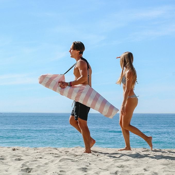 AMMSUN Beach Cabana, 6.2'×6.2' Beach Canopy, Easy Set up and Take Down, Cabana Tent with Sand Pockets, Instant Sun Shade with Side Wall, Elegant Pink