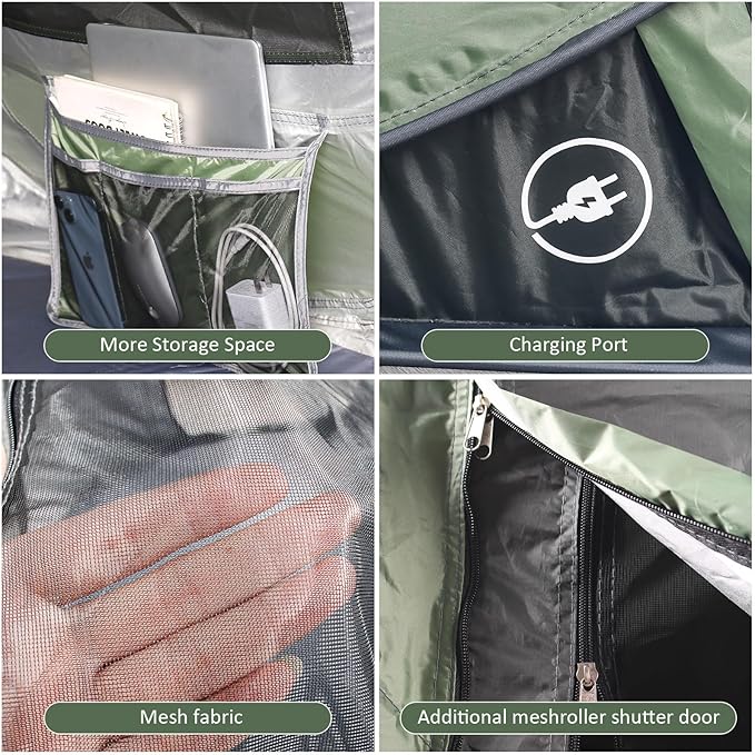 Pop Up Tents for Camping, 2/3/4 Person Camping Tent with Extra Storage, UV Protection Waterproof Tent Fully Taped Seams, 2 Doors Easy Pop Up Tent for Camping, Hiking and Traveling