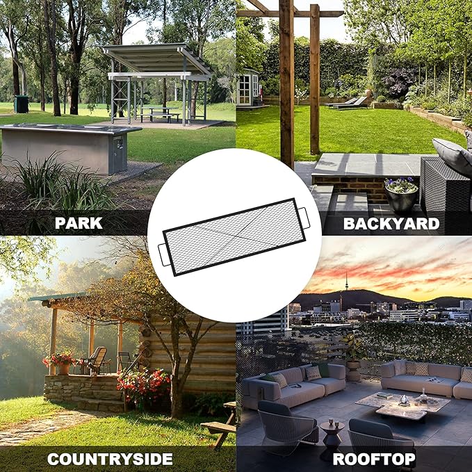 onlyfire Rectangle X-Marks Fire Pit Cooking Grate, 44-Inch