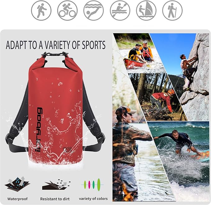 IDRYBAG Dry Bags for Kayaking Waterproof 2L/5L/10L/15L/20L, Small Dry Bag Waterproof Floating, Dry Sack Waterproof Bag for Paddleboarding Travel