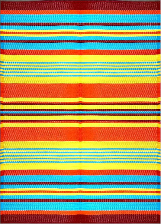BalajeesUSA Outdoor Rug - 2 PK 5x7 Multi Color Reversible Recycled Plastic Straw Rugs Outdoor Patio Rugs Clearance Waterproof Large RV Camper Mats Outside 188