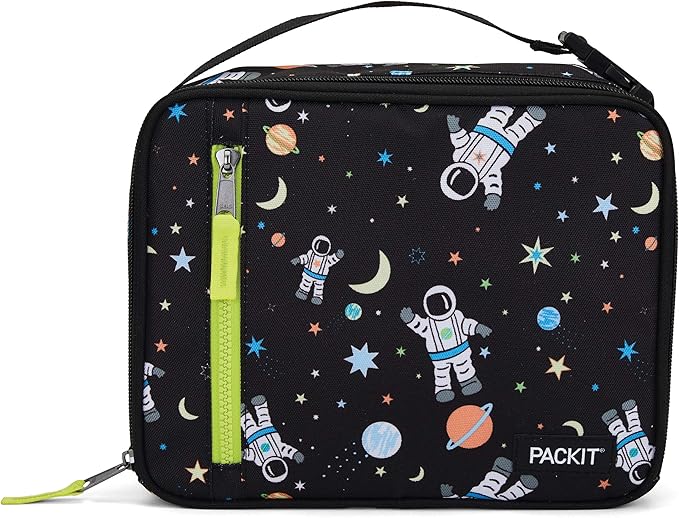 PackIt Freezable Classic Lunch Box, Spaceman, Built with EcoFreeze Technology, Collapsible, Reusable, Zip Closure With Zip Front Pocket and Buckle Handle, Perfect for School Lunches