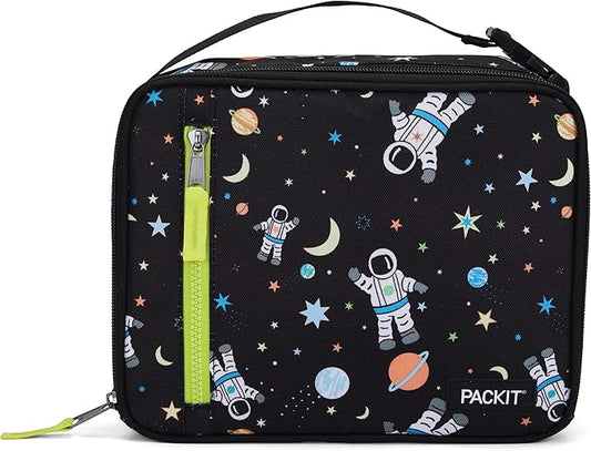 PackIt Freezable Classic Lunch Box, Spaceman, Built with EcoFreeze Technology, Collapsible, Reusable, Zip Closure With Zip Front Pocket and Buckle Handle, Perfect for School Lunches