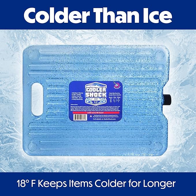 Cooler Shock Ice Packs - Reusable, Premium, Large Pack and Lunch Set for Long Term Use - Cools Faster Than Ice - Cooler Accessories