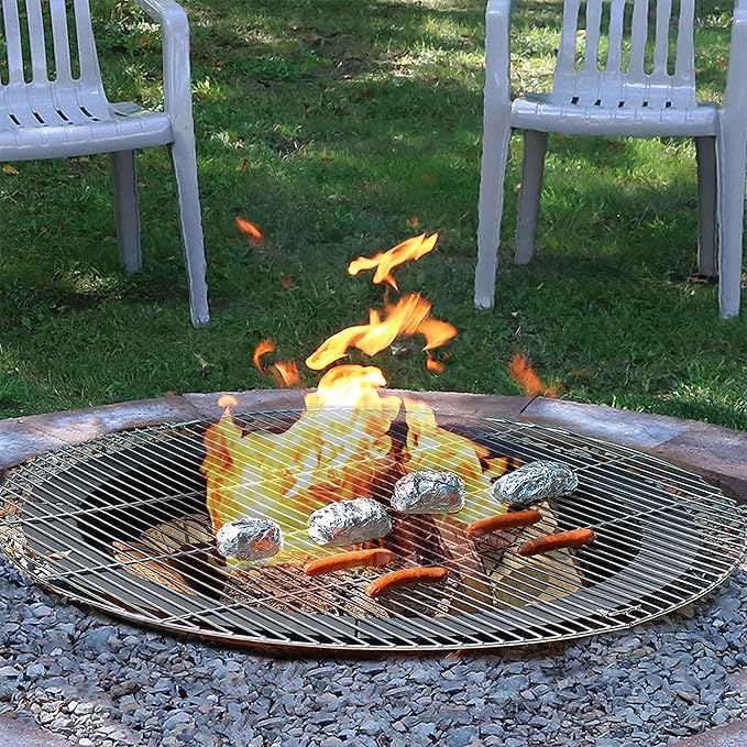 Sunnydaze 40-Inch Heavy-Duty Foldable Chrome-Plated Fire Pit Cooking Grill Grate
