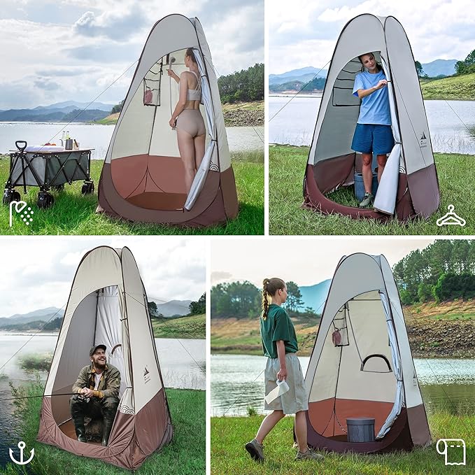 FLEXTAILGEAR Pop Up Privacy Tent Portable Camping Shower Instant Privacy Shelters Changing Dressing Room Pod Outdoor Camp Potty Toilet Bathroom with Carry Bag for Camping Hiking Beach Sunshade Fishing