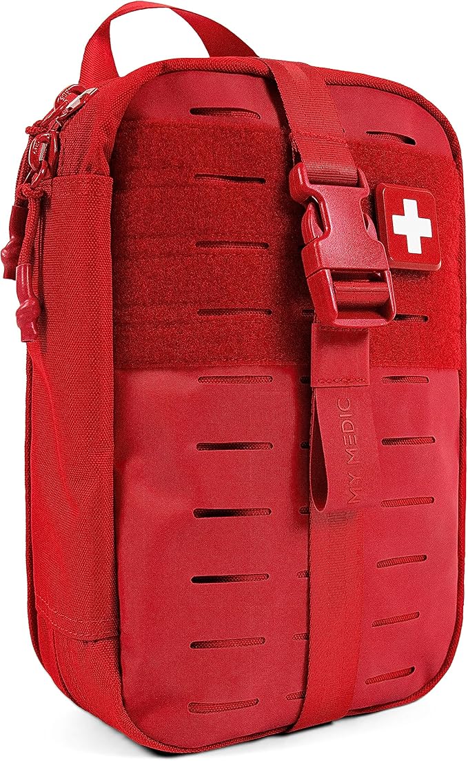 MY MEDIC MyFAK PRO Ifak First Aid Kit - 140 Life Saving Trauma and Medical Items - HSA FSA Eligible Survival Kit for Camping or Your Car - RED