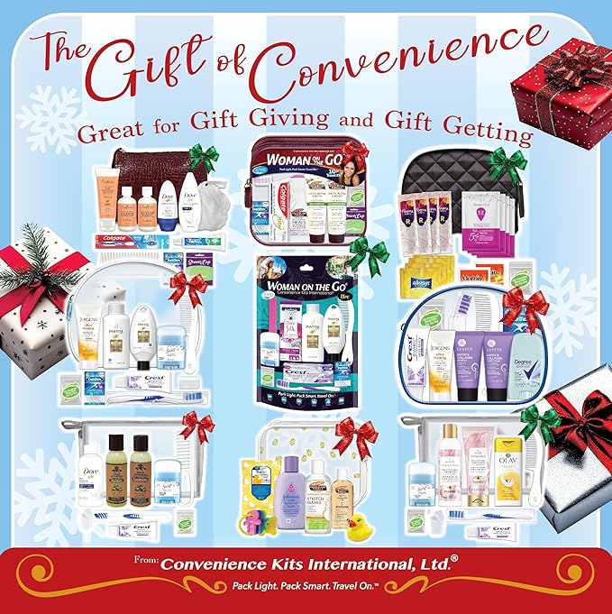 Convenience Kits International Women’s Super Premium 31 PC Travel Kit Featuring: Ensemble of Travel-Size Hair Care Products Plus Face, Body, Oral Care, Travel Essentials in Large Purple Toiletry Bag