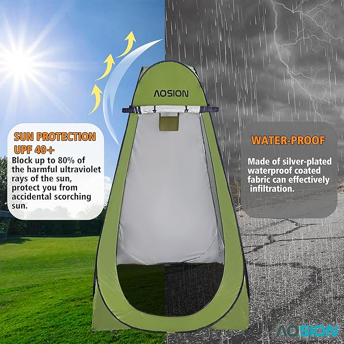 AOSION Privacy Shower Tent,Pop Up Changing Tent,Camp Bathroom Changing Dressing Room,Sun Sunshade Canopy Outdoor Rain Shelter for Camping Hiking Beach Picnic Fishing.