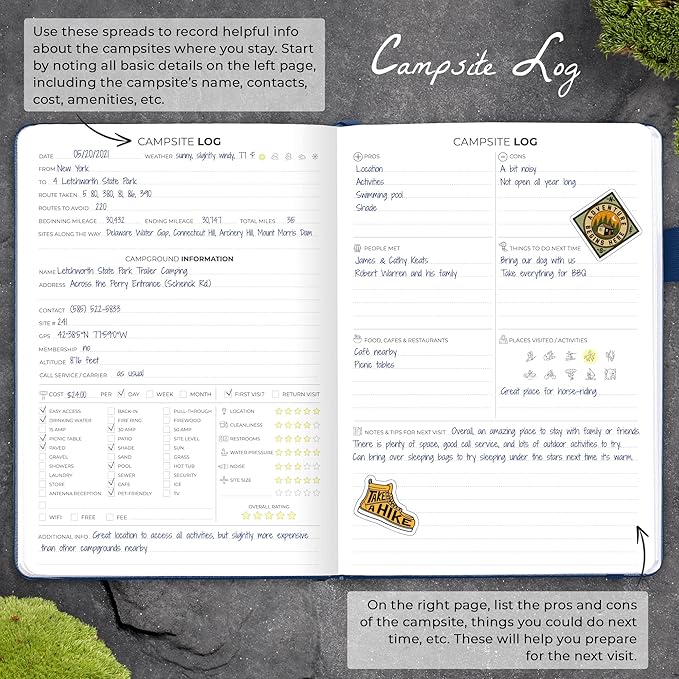 Clever Fox Camping Journal – Camper Log Book & RV Trip Planner – Outdoor Camp Journal & Adventure Travel Notebook for 12 Trips, A5 (Mystic Blue)