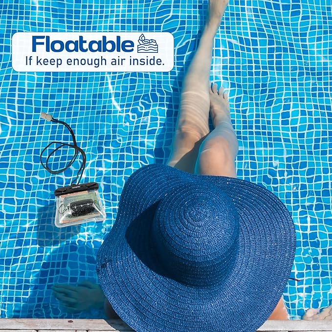 2Pack Waterproof Car Key FOB Case Floating Wallet Pouch for Remote Keys ID Credit Card Cash Money Submersible Dry Bag Holder (2, Black + Transparent)