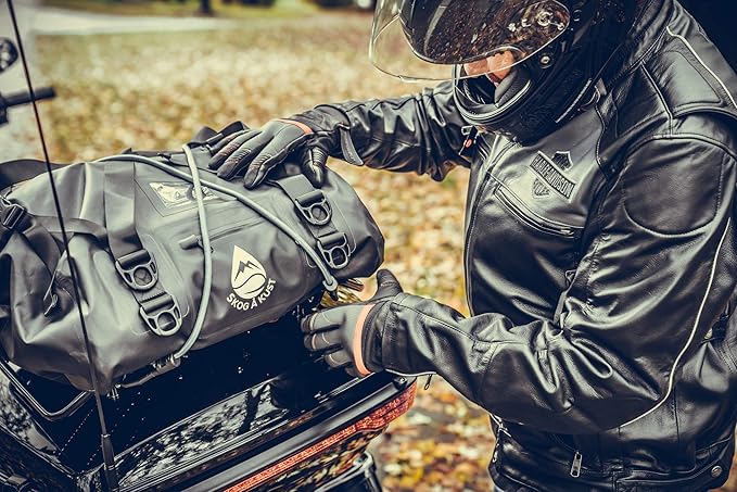 Skog Å Kust Duffelsak Heavy Duty Waterproof Duffel - Gear Bag for Sports, Travel, & More - 40L, Black Moto Edition