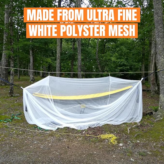 MEKKAPRO Ultra Large Mosquito Net with Carry Bag, Large 2 Openings Netting Curtains | Camping, Bedding, Patio | Carrying Pouch and Hanging Kit