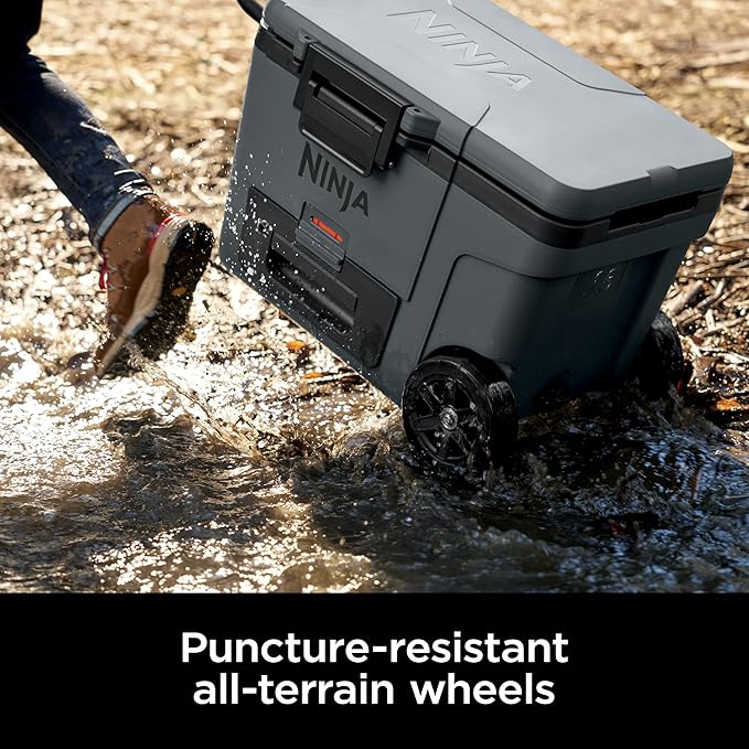 Ninja | Cooler | FrostVault 45QT Cooler with Wheels | Insulated with Temp Dry Storage Drawer | Keeps Ice Cold for Days | for The Beach, Camping, Picnics & More | Grey | FB245CG