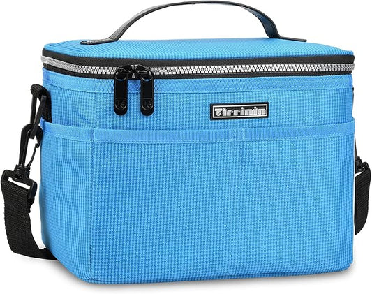 Tirrinia Insulated Lunch Box for Women Men, Leakproof Reusable Lunch Bag Containers for Adult,Working,Office,Lunch Soft Cooler Bag Tote for Picnic Hiking Beach,Blue Checkered