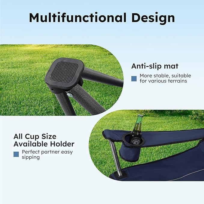 ALPHA CAMP Camp Chairs with Shade Canopy Chair Folding Camping Recliner Support 350 LBS