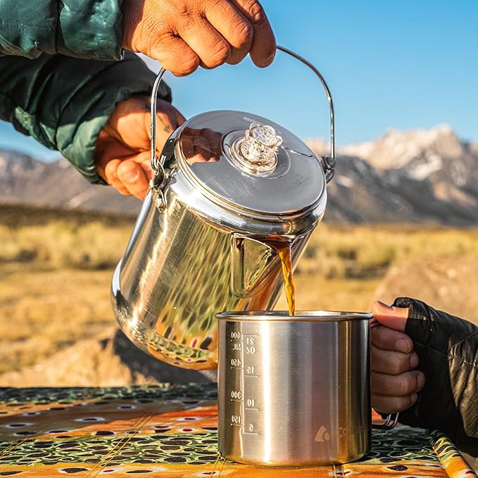 Coghlan's Aluminum Coffee Pot, 9-Cup Percolator for Camping, Lightweight Stovetop Coffee Maker, Durable and Portable Outdoor Brew Gear