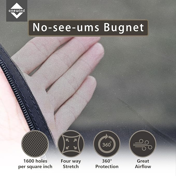 Onewind Mesh Tent with Bathtub, Ultralight Mosquito Net Inner Tent with No-See-Um Breathable Mesh Double Sided Zipper for Camping and Hiking, Black