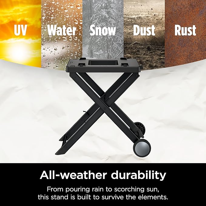 Ninja XSKSTAND Woodfire Collapsible Outdoor Grill Stand, Compatible with Ninja Woodfire Grills (OG700 Series), Foldable, Side Utensil Holder, Weather-Resistant, Black