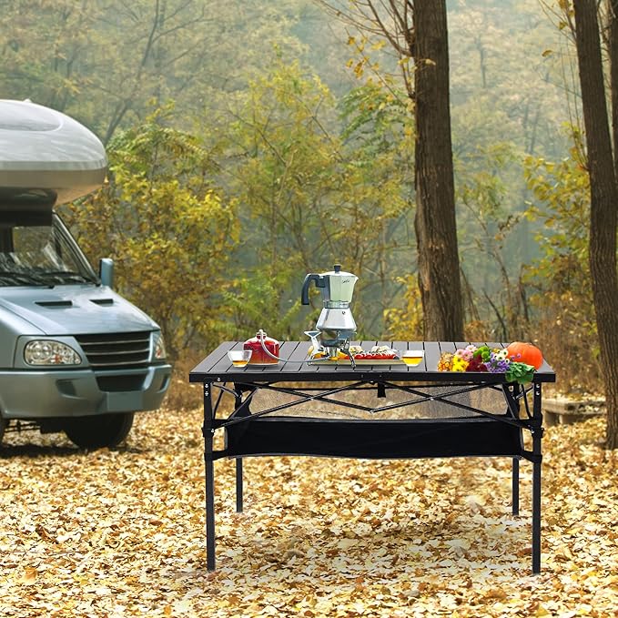 ABSCONDO Camping Table, Portable Folding Camp Table, Camping Tables That Fold Up Lightweight, Aluminum Beach Table for Camping Hiking Backpacking Outdoor Picnic (L)