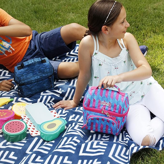 J World Corey Kids Lunch Bag. Insulated Lunch-Box for Girls, Women, Blue Vine