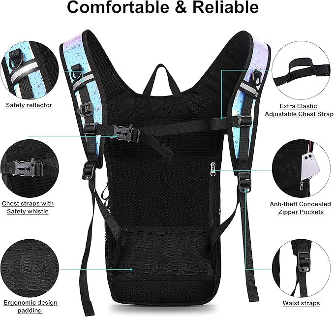 Hydration Backpack Pack, Water Backpack 20L Included 2L Hydration Bladder, Festival Essential - Rave Hydration Pack Hydropack for Hiking, Running, Biking, Festival Gear