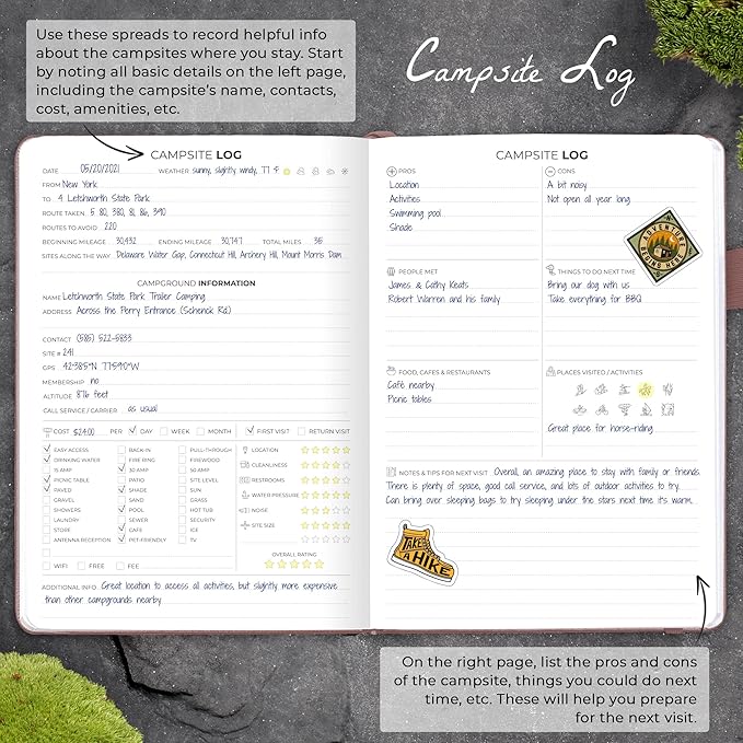 Clever Fox Camping Journal – Camper Log Book & RV Trip Planner – Outdoor Camp Journal & Adventure Travel Notebook – 12 Trips Total, 8 Pages per Trip – Hardcover, A5 Size (Rose Gold)