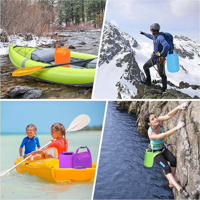 Desoto Waterproof Dry Bag 2 packs, 2L/5L/10L/20L/40L/70L Dry Sack Lightweight Portable, Dry Storage Bag to Keep Gear Dry Clean for Kayaking, Gym, Hiking, Swimming, Camping (Green, 70L)