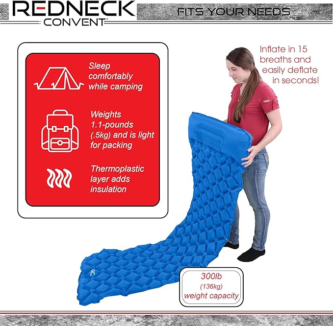 RC Camping Sleeping Mat - 1.1lb Inflatable Camping Pad with Pillow Backpacking Air Mattress Sleeping Bag Camp Pad