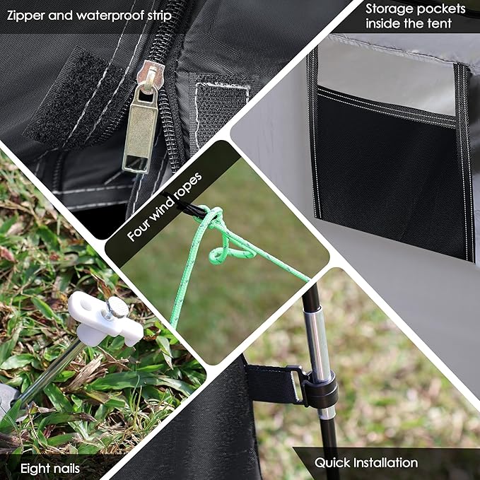 2-Room Camping Tent, Bicycle Camping Tent, Bicycle Storage Tent, 2-Room Family Tent, 1 Storage and Recreation Room, Curtains and Netting for Room divisions, Family Tent for Outdoor Bike Tours