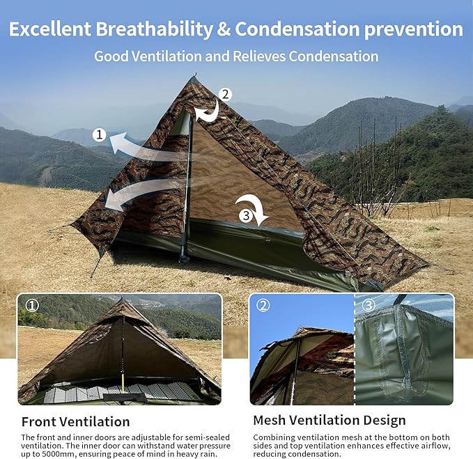 Ultralight Tent, Easy Setup, 1-2 Person Waterproof and Portable Tent for Camping Hiking Outdoor Climbing