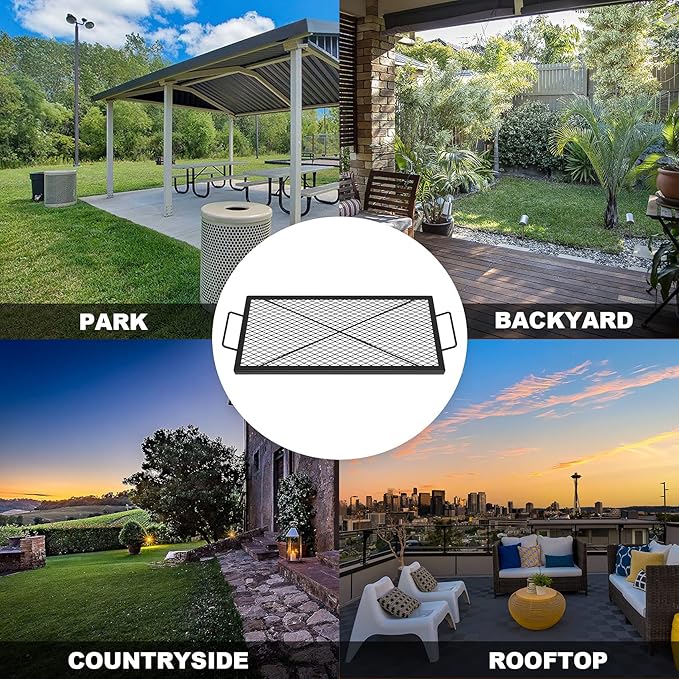 onlyfire Barbecue Rectangle X-Marks Fire Pit Cooking Grate, 32-Inch