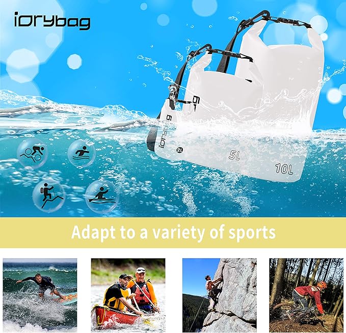 IDRYBAG Dry Bags for Kayaking Waterproof 2L/5L/10L/15L/20L, Small Dry Bag Waterproof Floating, Dry Sack Waterproof Bag for Paddleboarding Travel