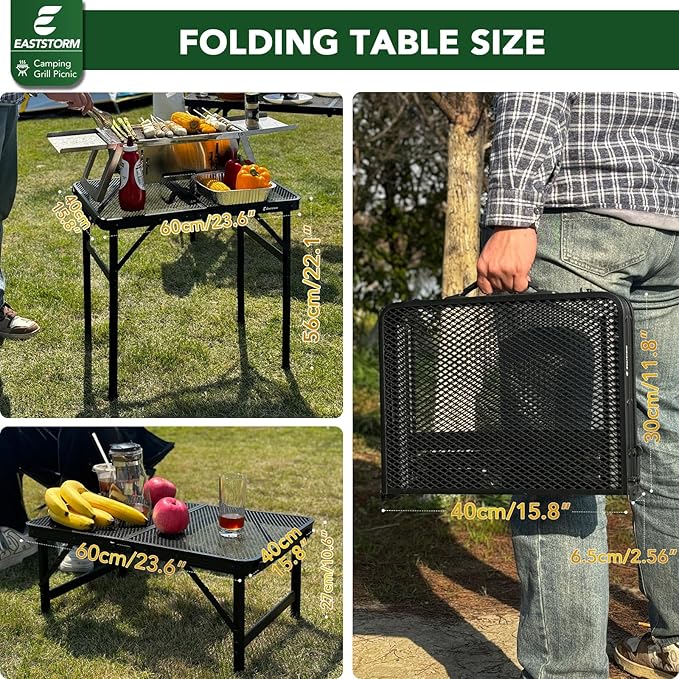Small Folding Table, Easy for Storage, Compact and Portable Picnic Table for Grill, Outdoor Camping, Garden, Patio, Dining, BBQ, Party, Market, 2Ft (Small, Black)