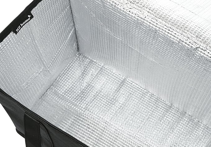 NZ home Insulated Cooler Bag and Food Warmer (XL Plus, 2 Pack) for Delivery & Grocery Shopping with Zippered Top, Black