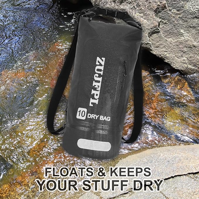 Dry Bag Waterproof Floating Backpack 10L/20L/30L,Waterproof Bag for Women Men,Roll Top Dry Compression Sack Keeps Gear Dry for Boating, Kayaking, Surfing, Rafting and Fishing (black, 20L)