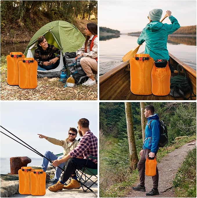 Desoto Waterproof Dry Bag, Roll Top Lightweight Dry Storage Bag Backpack with Emergency Whistle for Travel Orange(35L)